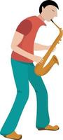 Man playing saxophone. illustration, vector on white background.