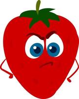 Angry strawberry, illustration, vector on white background.