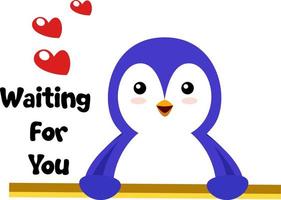 Penguin in love, illustration, vector on white background.