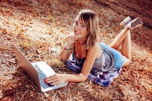Cute Girl With Laptop photo
