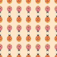 Ladybugs pattern, illustration, vector on white background