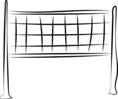 Volleyball net drawing, illustration, vector on white background.