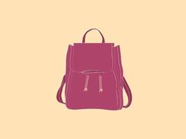 Pink backpack, illustration, vector on white background.