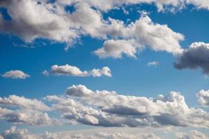 Blue sky with fluffy clouds photo