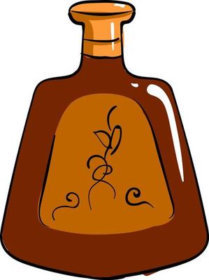 Cognac bottle, illustration, vector on white background.