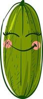 Happy cucumber, illustration, vector on white background.