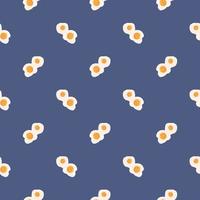 Boiled eggs,seamless pattern on dark blue background. vector