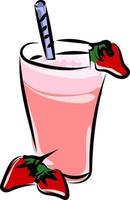 Strawberry cocktail, illustration, vector on white background.