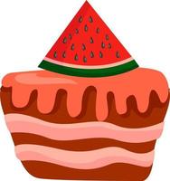 Watermelon cake, illustration, vector on white background.