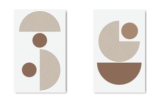 conjunto de carteles medievales contemporáneos abstractos con formas geométricas. diseño para papel tapiz de pared de fondo o marca. ilustración de vector de boho de arte minimalista moderno