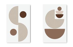 conjunto de carteles medievales contemporáneos abstractos con formas geométricas. diseño para papel tapiz de pared de fondo o marca. ilustración de vector de boho de arte minimalista moderno