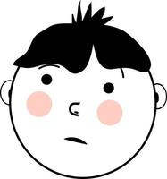 Sad boy with black hair, illustration, vector, on a white background. vector