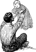 ilustración vintage de padre y bebé. vector