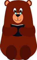 Bear reading, illustration, vector on white background.