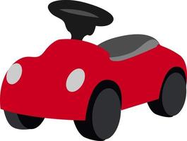Red toy car, illustration, vector on white background.