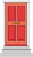 Red door, illustration, vector on white background.