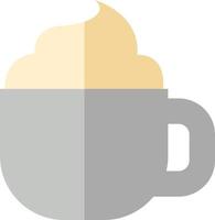 crema batida en una taza blanca, ilustración de icono, vector sobre fondo blanco