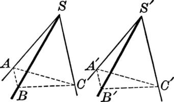 Two Equal Polyhedral Angle, vintage illustration. vector