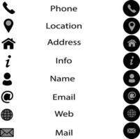 set of black and white icons vector