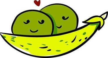 Romantic peas, illustration, vector on white background.