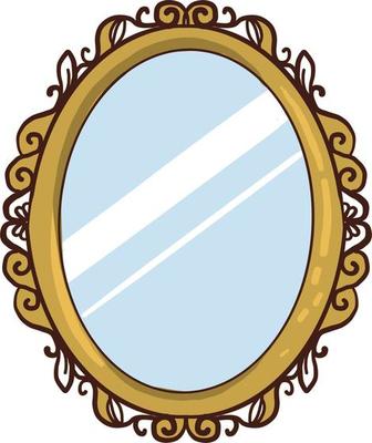 Golden mirror ,illustration,vector on white background