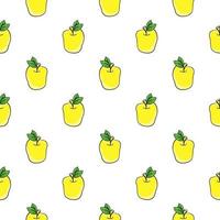 Yellow delicious apple ,seamless pattern on white background. vector