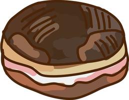 Chocolate donut, illustration, vector on white background.