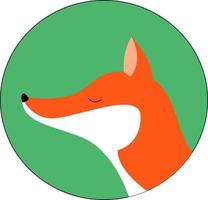 Red fox with closed eyes, illustration, vector on white background.