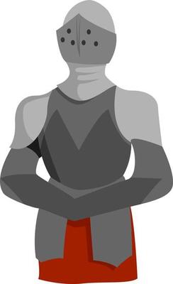 Knight armor, illustration, vector on white background.