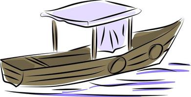 Boat made of wood, illustration, vector on white background.