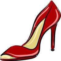 Red shoe with high heel, illustration, vector on white background