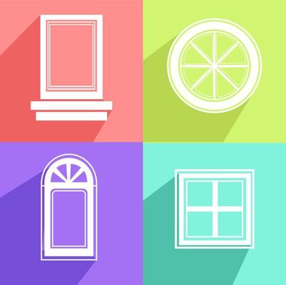 Four windows ,illustration, vector on white background.