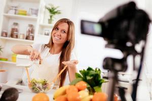 Attractive Blogger Girl Making Video For You photo