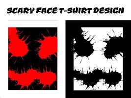 diseño de camisetas con tema de terror. diseño abstracto de camiseta con cara de miedo. cara aterradora con salpicaduras de sangre. vector