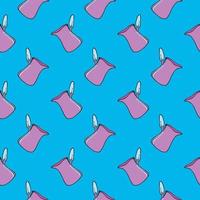 Lilac cezve ,seamless pattern on blue background. vector