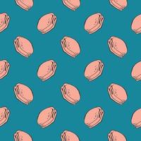 Pink towel ,seamless pattern on blue  background. vector
