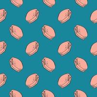 Pink towel ,seamless pattern on blue  background. vector