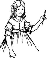 Young Girl, vintage illustration. vector