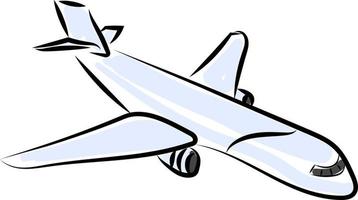 Grey airplane, illustration, vector on white background.