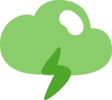 Green thunder cloud, illustration, vector on a white background.