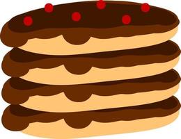 Chocolate pancakes, illustration, vector on white background.