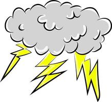 Thunder cloud, illustration, vector on white background.