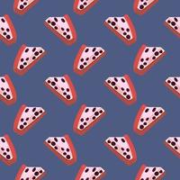 Delicious pie,seamless pattern on dark blue background. vector