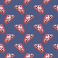 Delicious pie,seamless pattern on dark blue background. vector