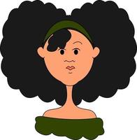 Girl with black hair, illustration, vector on white background.