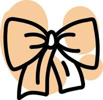 Orange satin bow, icon illustration, vector on white background