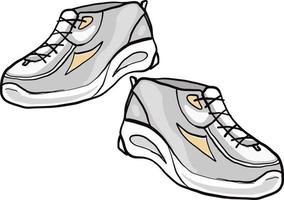 Grey sneakers, illustration, vector on white background