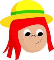 A girl with a yellow hat, vector or color illustration.