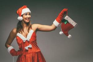 mujer santa claus foto