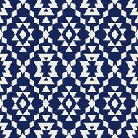 Ethnic geometric pattern. Blue-white color aztec geometric shape diamond grid seamless pattern background. Use for ethnic fabric, textile, interior decoration elements, upholstery, wrapping. vector
